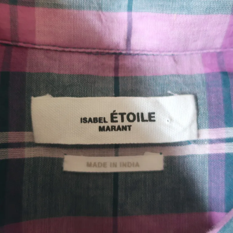 Isabel Marant Etoile Blouse Bethany - Chemise à carreaux violette taille 36 avec boutonnage devant