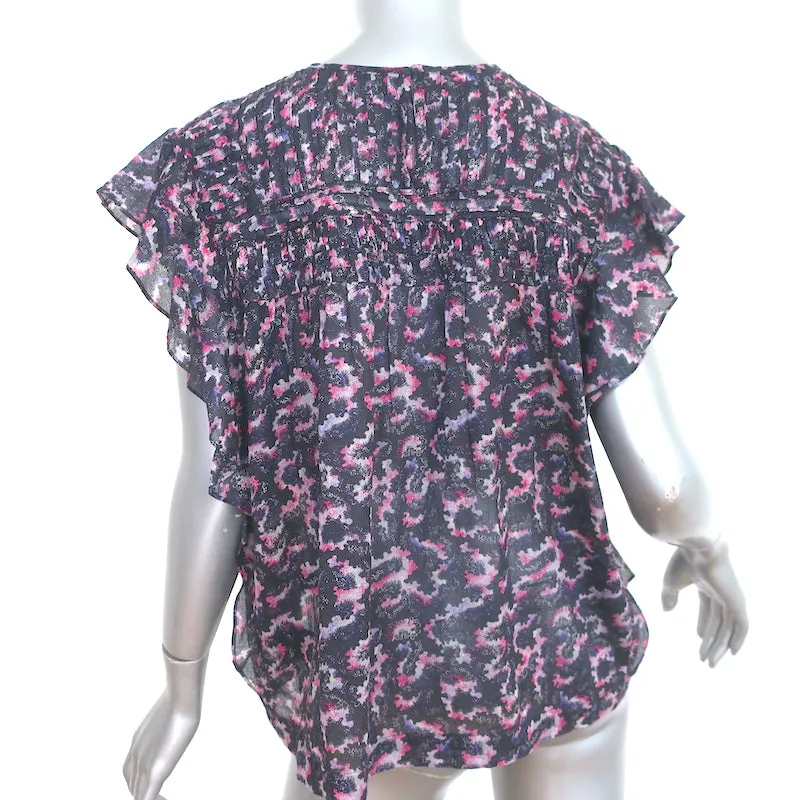 Isabel Marant Etoile Blouse Ilayona en Coton Imprimé Taille 36 Haut à Manches Papillon