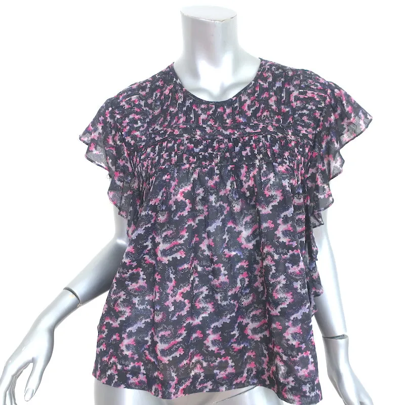 Isabel Marant Etoile Blouse Ilayona en Coton Imprimé Taille 36 Haut à Manches Papillon