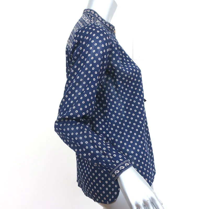 Isabel Marant Etoile Blouse Lainey Navy en Coton Imprimé Taille 34 Haut à Manches Longues