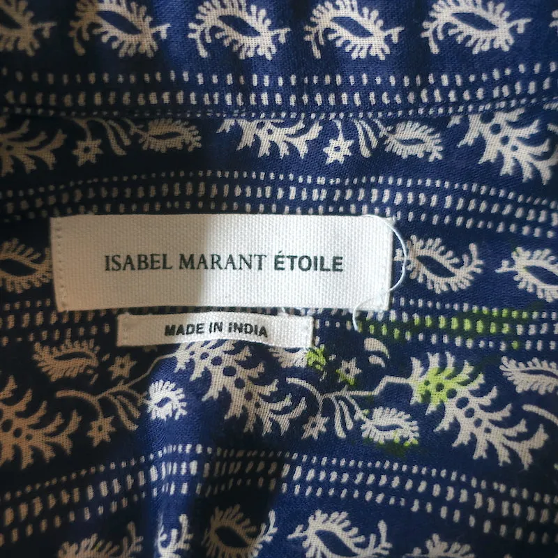 Isabel Marant Etoile Blouse Lainey Navy en Coton Imprimé Taille 34 Haut à Manches Longues