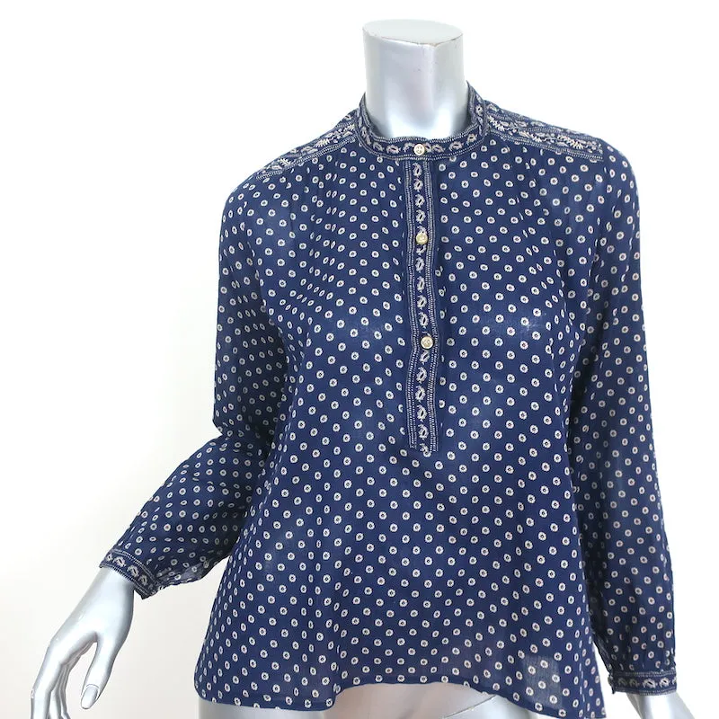 Isabel Marant Etoile Blouse Lainey Navy en Coton Imprimé Taille 34 Haut à Manches Longues