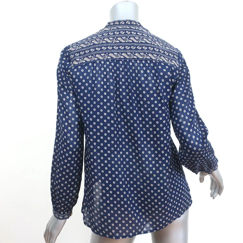 Isabel Marant Etoile Blouse Lainey Navy en Coton Imprimé Taille 34 Haut à Manches Longues