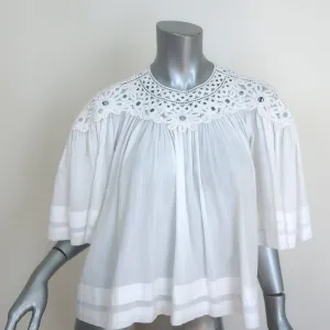 Isabel Marant Etoile Blouse White Cotton & Crochet Lace Size 38 Short Sleeve Top