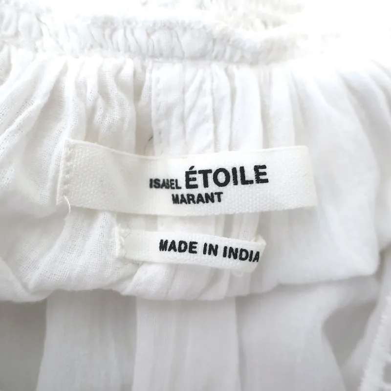 Isabel Marant Etoile Blouse en Coton Blanc & Dentelle au Crochet Taille 38 Haut à Manches Courtes
