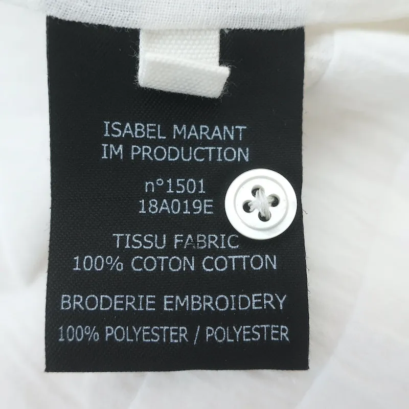 Isabel Marant Etoile Blouse en Coton Blanc & Dentelle au Crochet Taille 38 Haut à Manches Courtes