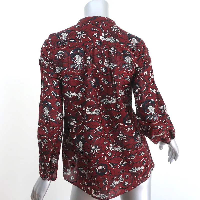 Isabel Marant Etoile Blouse Henley Amaria Imprimé floral en coton Bordeaux Taille 34