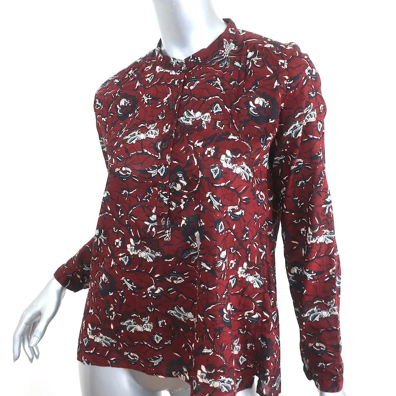 Isabel Marant Etoile Blouse Henley Amaria Imprimé floral en coton Bordeaux Taille 34