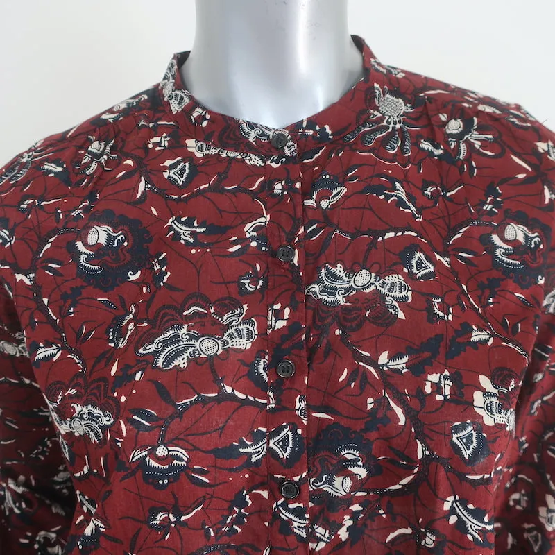 Isabel Marant Etoile Blouse Henley Amaria Imprimé floral en coton Bordeaux Taille 34