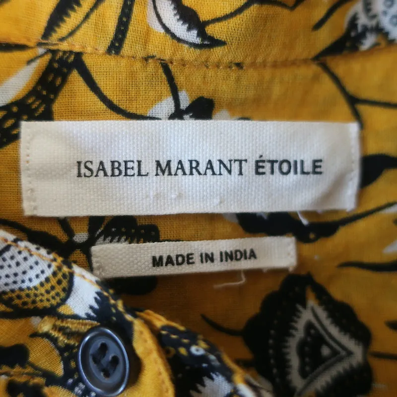 Isabel Marant Etoile Blouse Henley Amaria Imprimé floral jaune en coton Taille 34