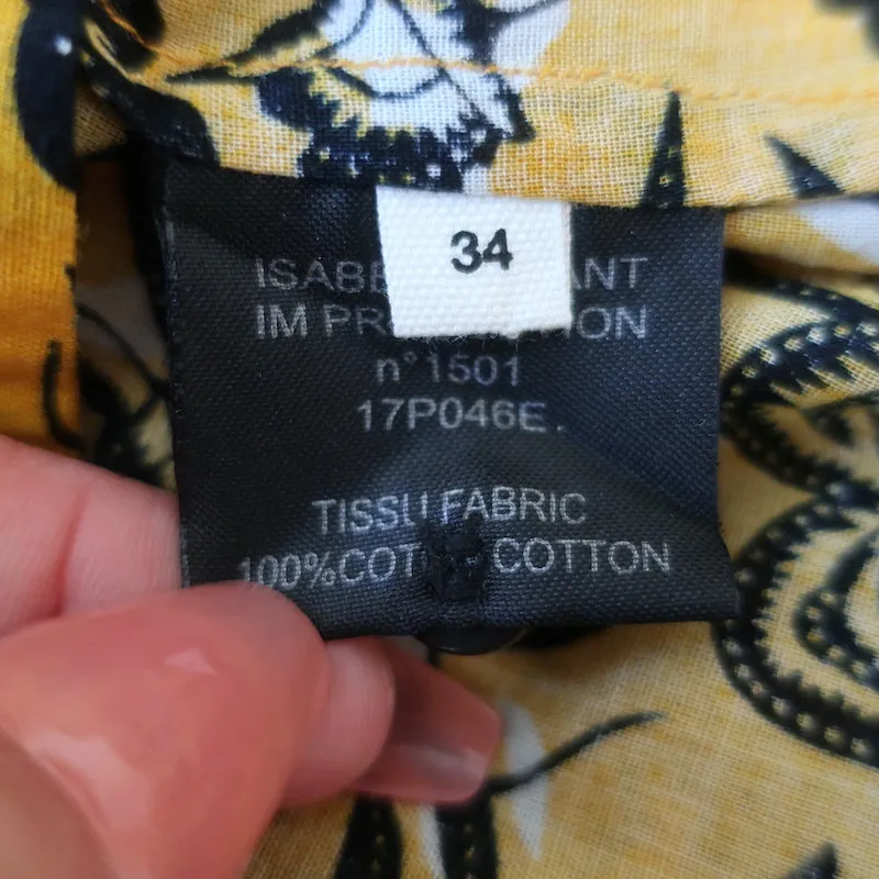 Isabel Marant Etoile Blouse Henley Amaria Imprimé floral jaune en coton Taille 34
