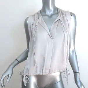 Isabel Marant Etoile Hervey Drawstring-Hem Top Silver Size 34 Sleeveless Blouse