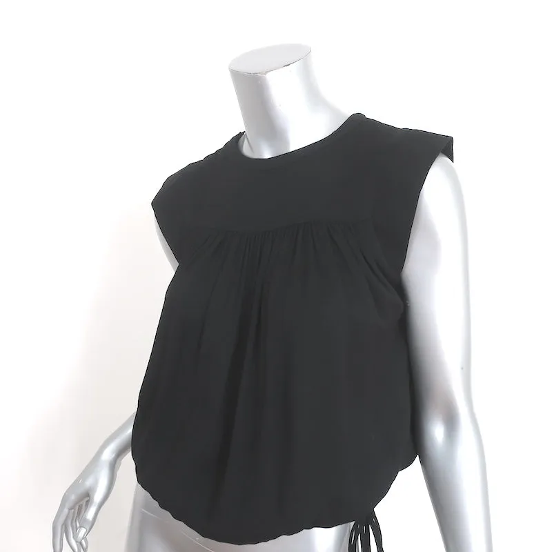 Isabel Marant Etoile Haut à liens à franges Noir Néo Crêpe Taille 34 Blouse sans manches