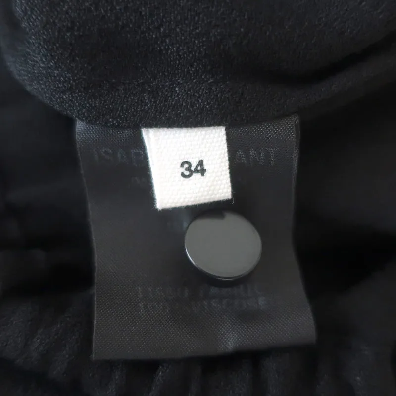 Isabel Marant Etoile Haut à liens à franges Noir Néo Crêpe Taille 34 Blouse sans manches