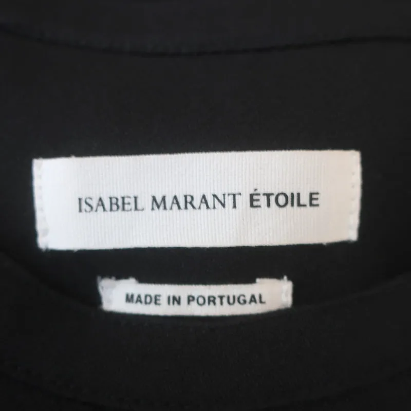 Isabel Marant Etoile Haut à liens à franges Noir Néo Crêpe Taille 34 Blouse sans manches
