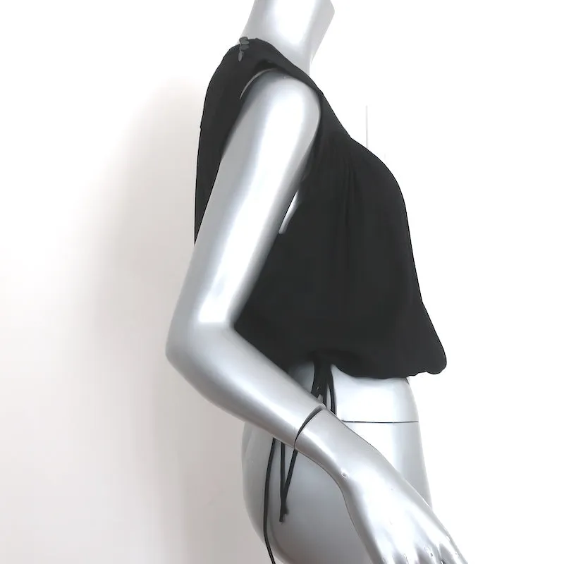 Isabel Marant Etoile Haut à liens à franges Noir Néo Crêpe Taille 34 Blouse sans manches