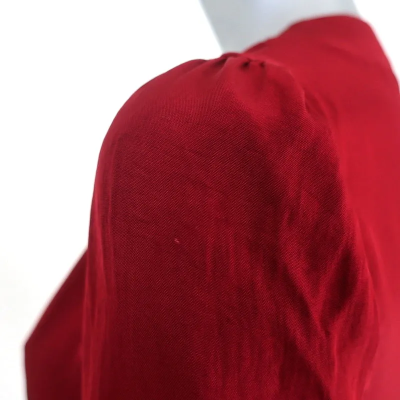Isabel Marant Etoile Blouse Enveloppante Rouge Satin Crêpe Taille 36 Manches Courtes