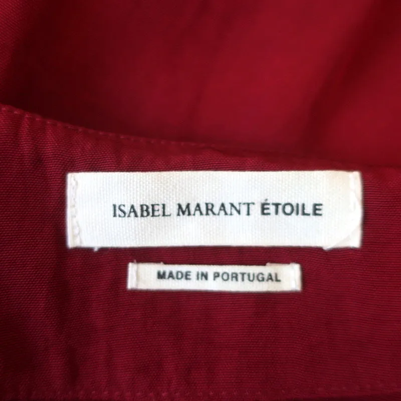 Isabel Marant Etoile Blouse Enveloppante Rouge Satin Crêpe Taille 36 Manches Courtes