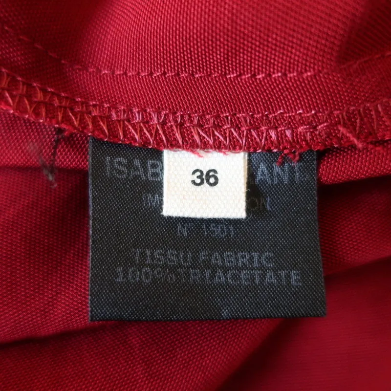 Isabel Marant Etoile Blouse Enveloppante Rouge Satin Crêpe Taille 36 Manches Courtes