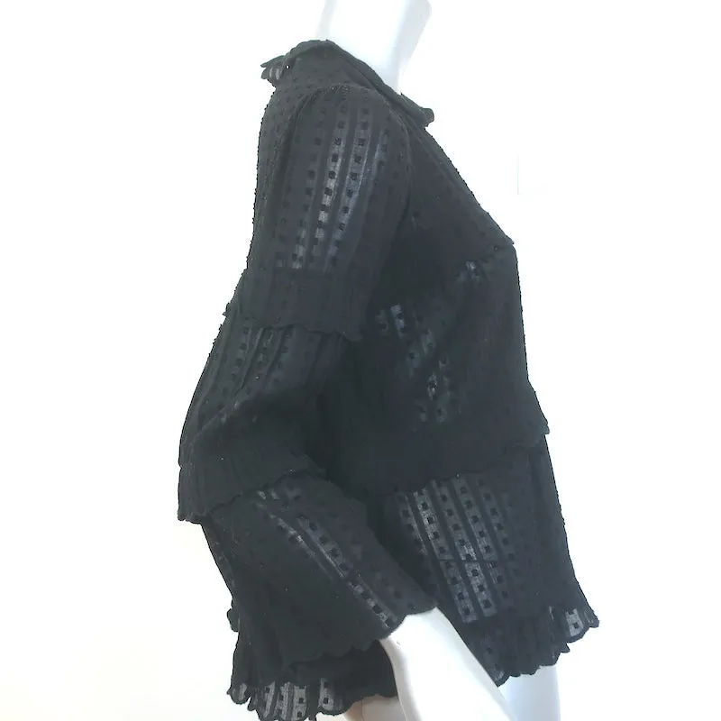 Isabel Marant Etoile Ykaria Blouse à Volants Noir en Coton Flocké Taille 34