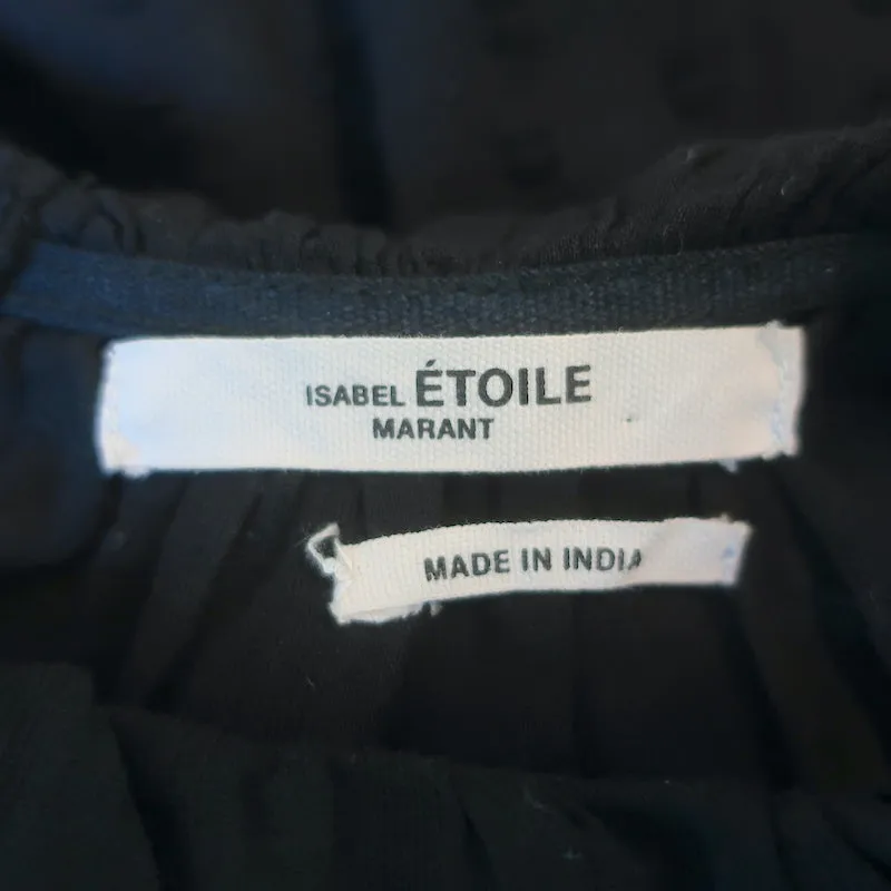 Isabel Marant Etoile Ykaria Blouse à Volants Noir en Coton Flocké Taille 34