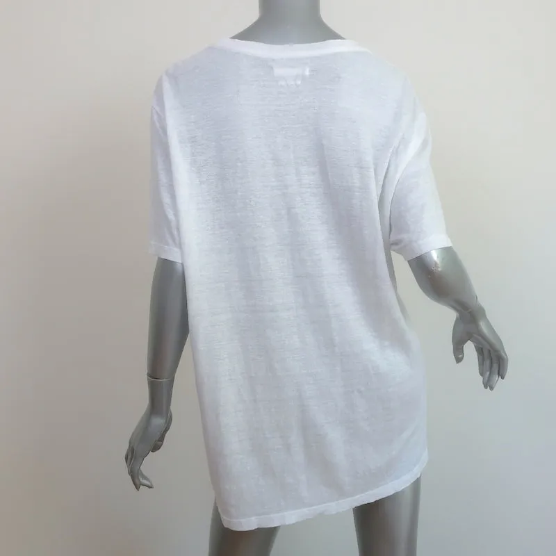Isabel Marant Etoile T-shirt à logo métallisé Zewel en lin blanc Taille L