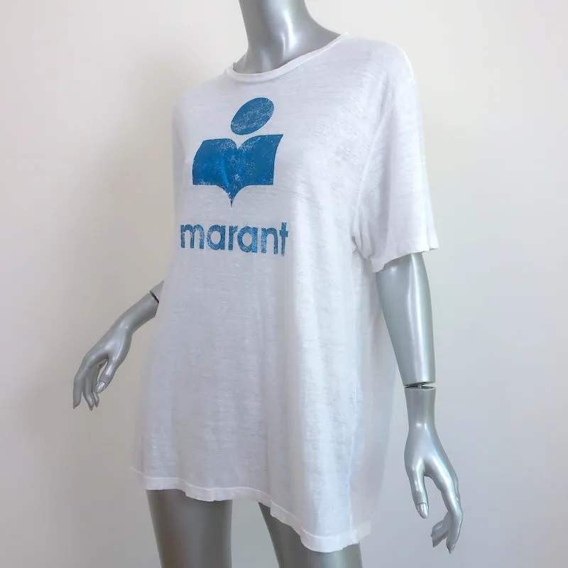 Isabel Marant Etoile T-shirt à logo métallisé Zewel en lin blanc Taille L