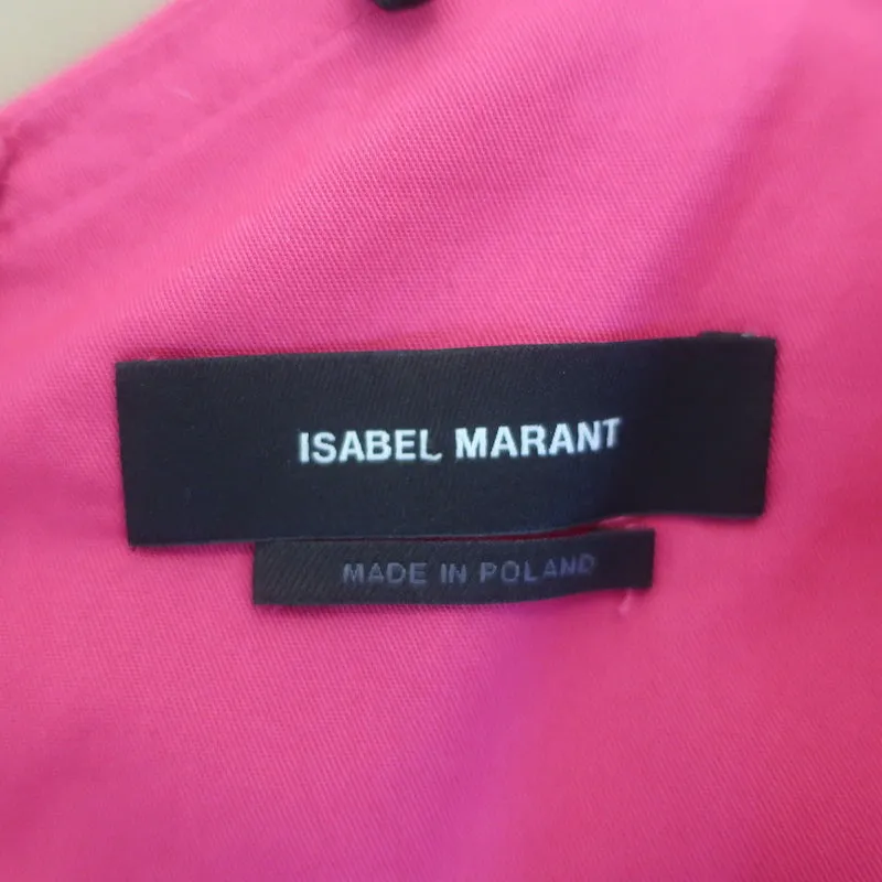 Isabel Marant Jaylee Haut à Manches Ballon Rose Ramie Taille 38 Blouse à Col en V