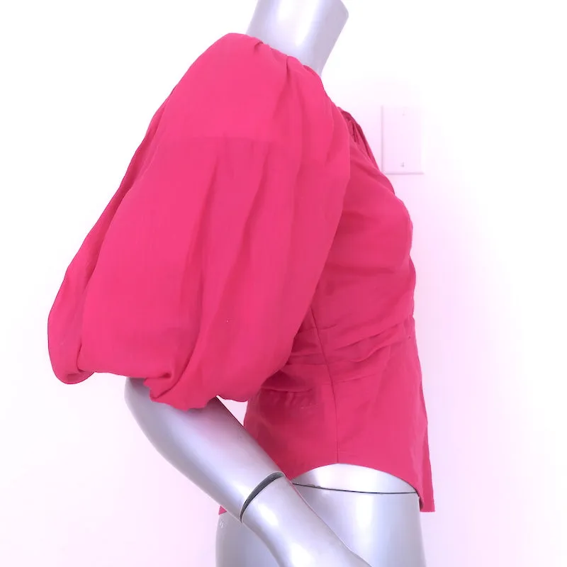 Isabel Marant Jaylee Haut à Manches Ballon Rose Ramie Taille 38 Blouse à Col en V