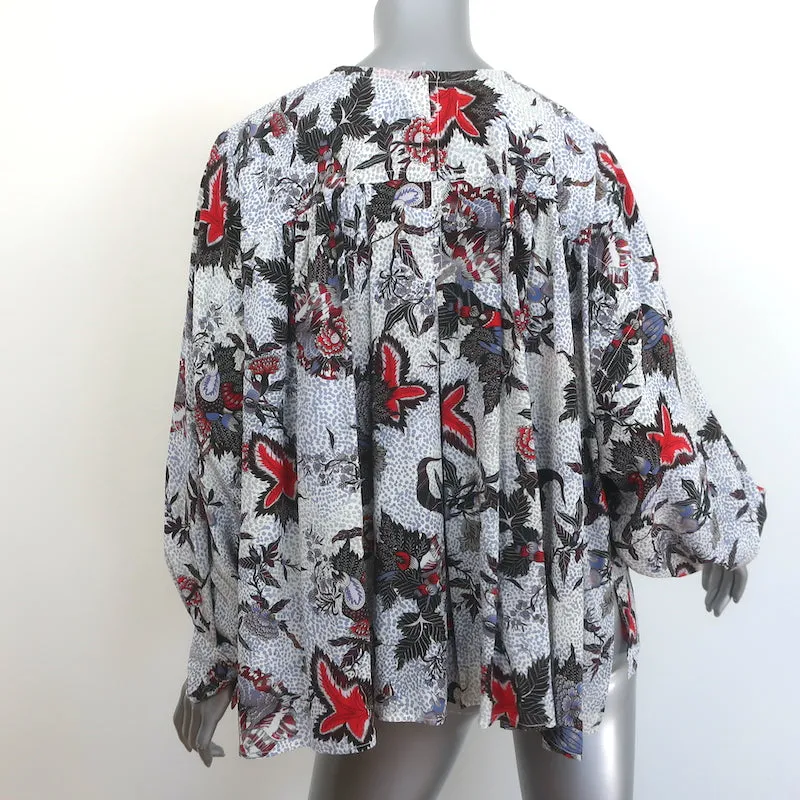 Isabel Marant Blouse à Col Noué Imprimé Floral en Soie Élasticisée Taille 40 à Manches Longues
