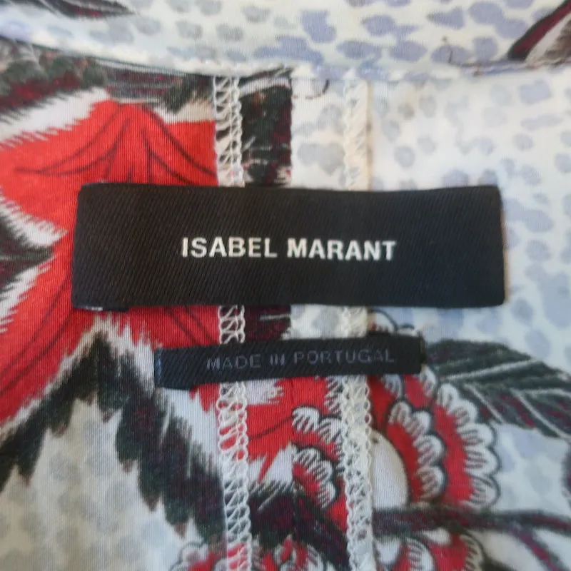 Isabel Marant Blouse à Col Noué Imprimé Floral en Soie Élasticisée Taille 40 à Manches Longues