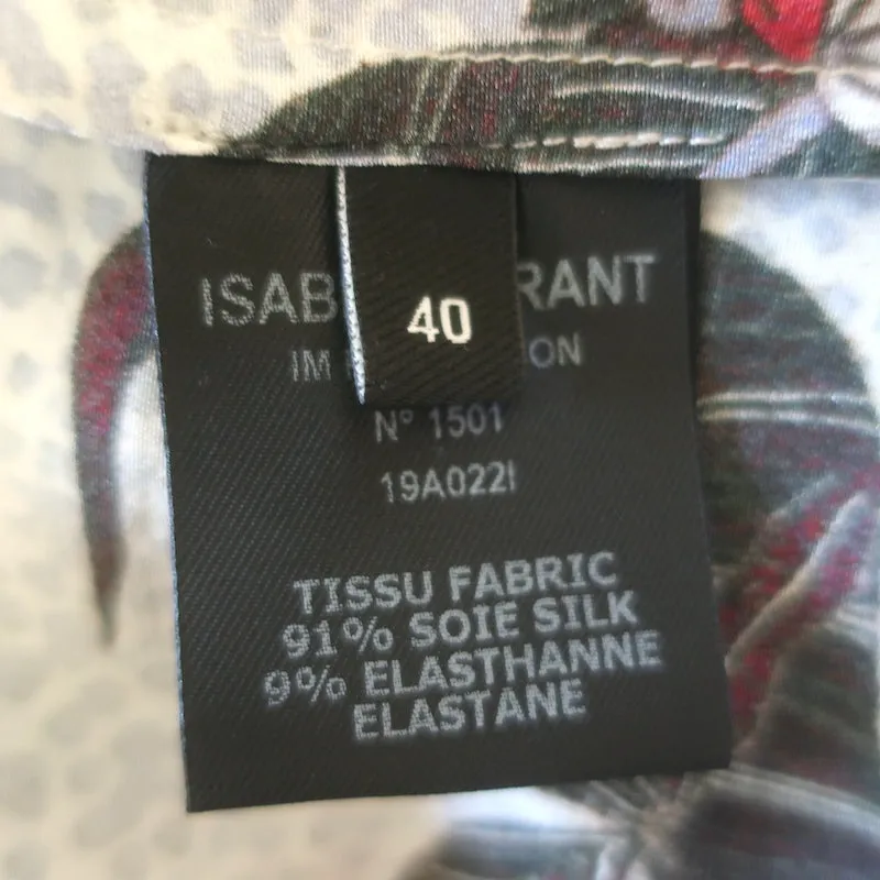 Isabel Marant Blouse à Col Noué Imprimé Floral en Soie Élasticisée Taille 40 à Manches Longues