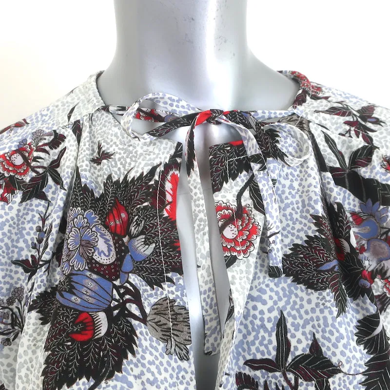 Isabel Marant Blouse à Col Noué Imprimé Floral en Soie Élasticisée Taille 40 à Manches Longues