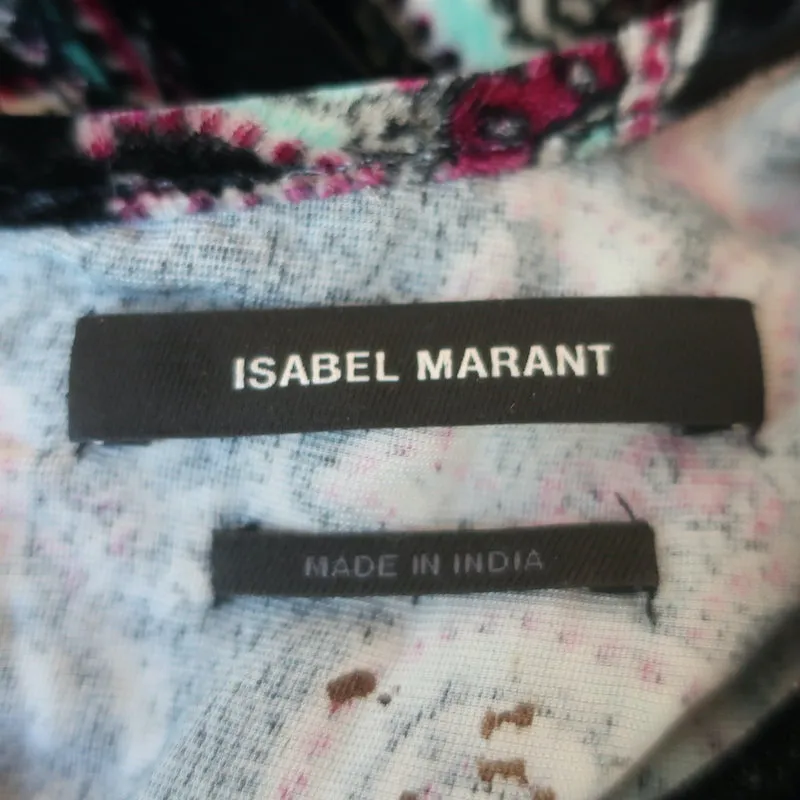 Isabel Marant Udellnad Haut à manches courtes imprimé Paisley noir en velours taille 36