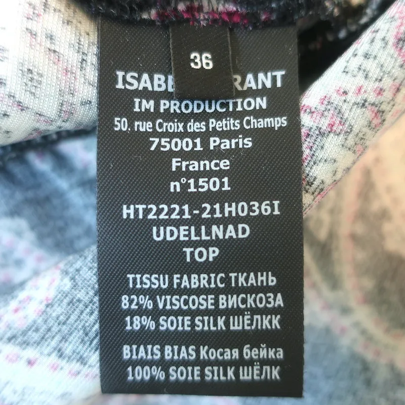 Isabel Marant Udellnad Haut à manches courtes imprimé Paisley noir en velours taille 36