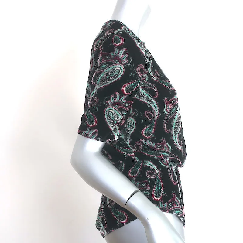 Isabel Marant Udellnad Haut à manches courtes imprimé Paisley noir en velours taille 36