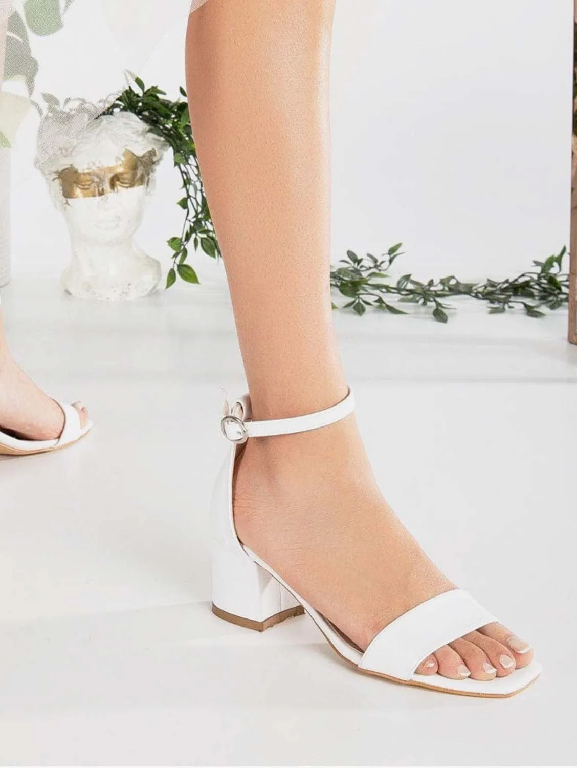Iva Vegan Cuir à Talon Bas | Blanc