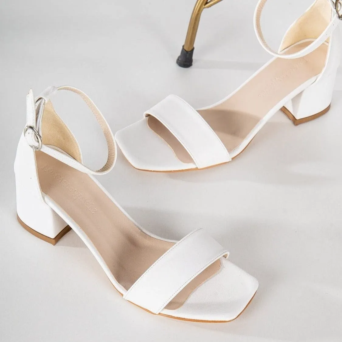 Iva Vegan Cuir à Talon Bas | Blanc