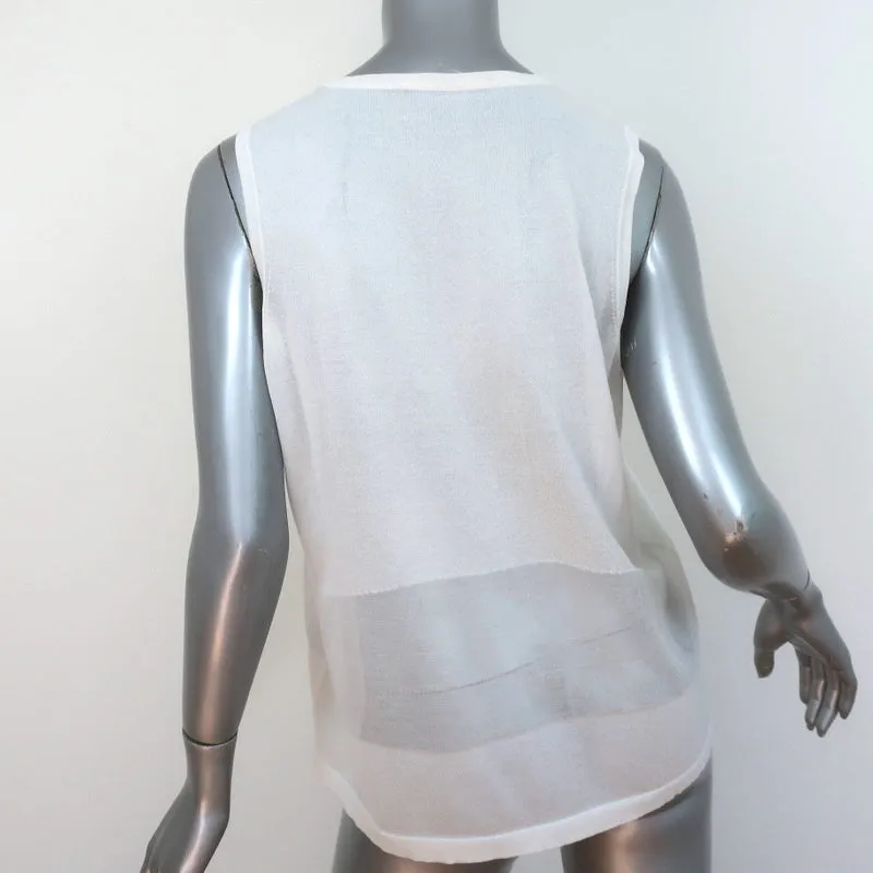 J Brand Haut sans manches blanc en coton mélangé avec panneaux transparents Taille L