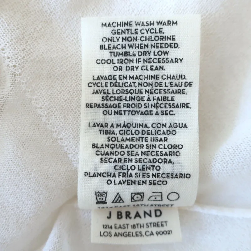 J Brand Haut sans manches blanc en coton mélangé avec panneaux transparents Taille L