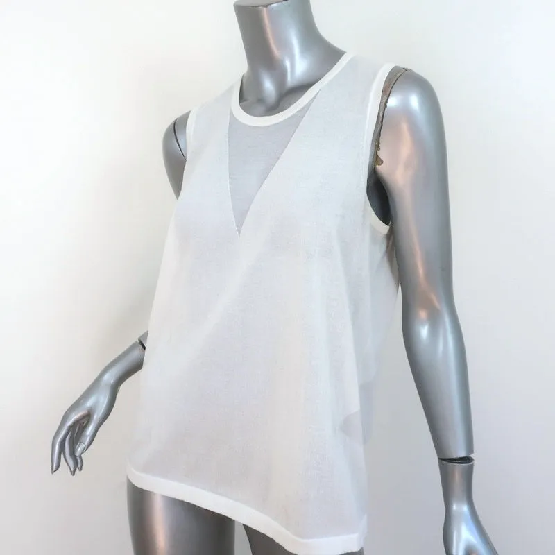J Brand Haut sans manches blanc en coton mélangé avec panneaux transparents Taille L