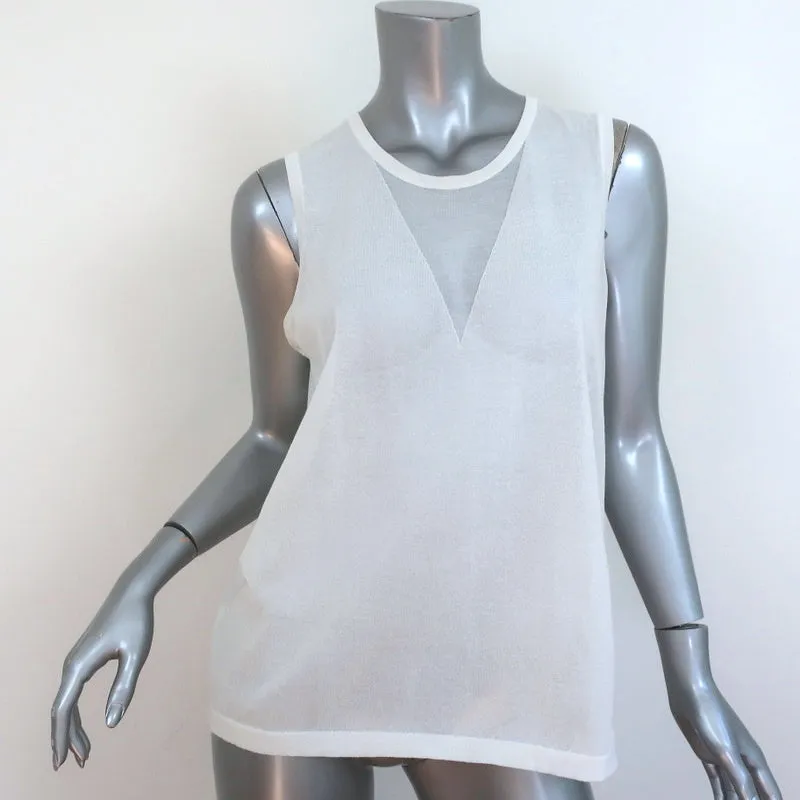 J Brand Haut sans manches blanc en coton mélangé avec panneaux transparents Taille L