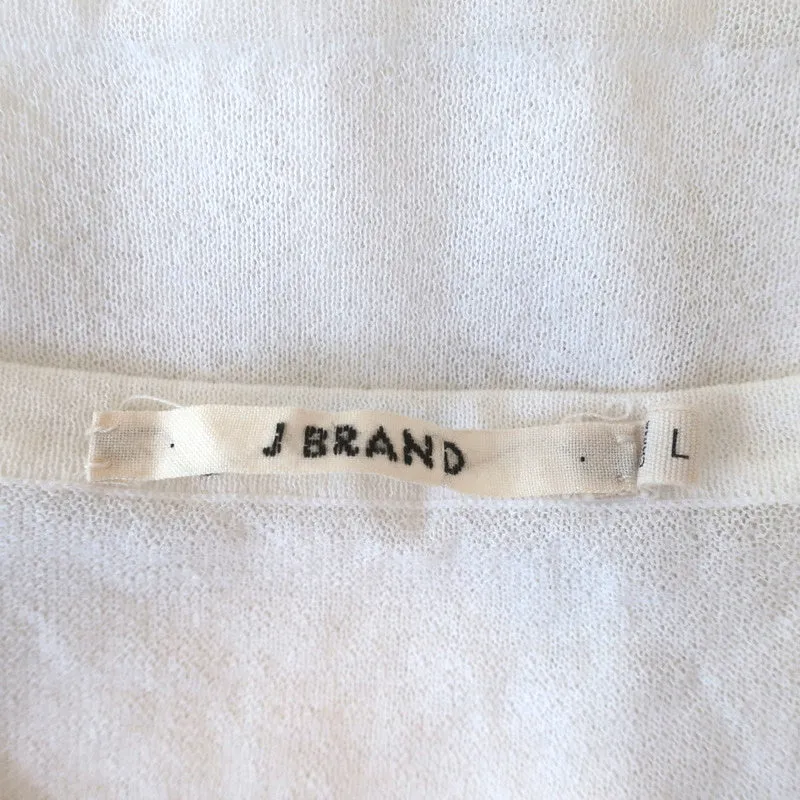 J Brand Haut sans manches blanc en coton mélangé avec panneaux transparents Taille L