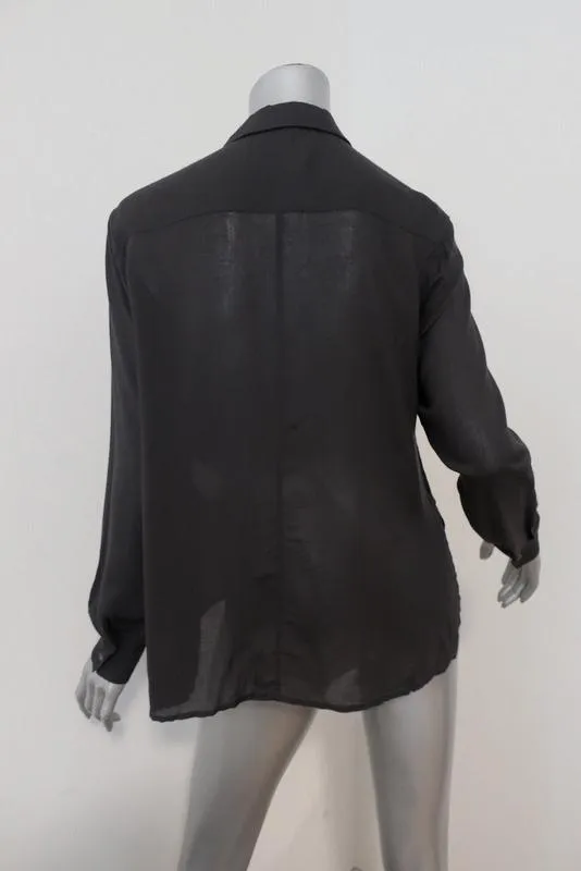 Chemise détendue en chiffon James Perse Charbon Taille 0 Manches longues Boutonnée