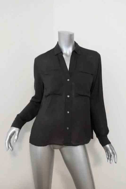 Chemise détendue en chiffon James Perse Charbon Taille 0 Manches longues Boutonnée