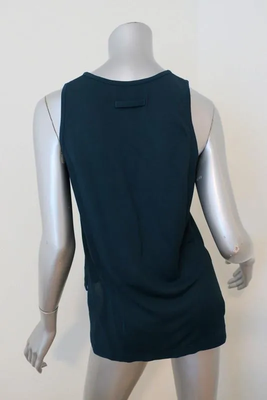 Jean Paul Gaultier Débardeur Crêpe Jersey Bleu Canard Taille 38 Sans Manches Top Asymétrique
