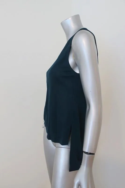 Jean Paul Gaultier Débardeur Crêpe Jersey Bleu Canard Taille 38 Sans Manches Top Asymétrique
