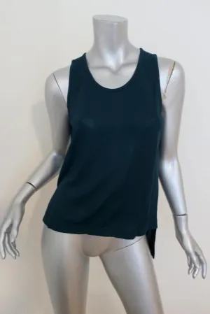 Jean Paul Gaultier Tank Teal Crepe Jersey Size 38 Sleeveless High-Low Top