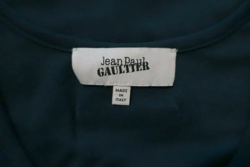 Jean Paul Gaultier Débardeur Crêpe Jersey Bleu Canard Taille 38 Sans Manches Top Asymétrique