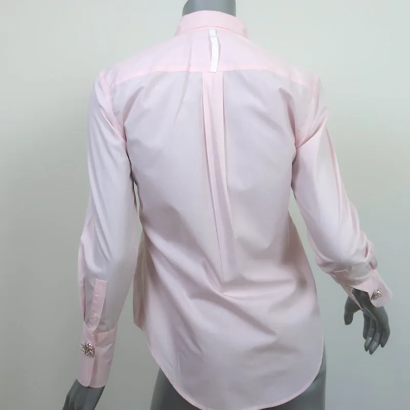Chemise JED à boutonnage rose rayures en coton taille extra petite manches longues haut
